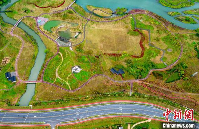 航拍江西孔目江濕地公園 春日風景清新宜人