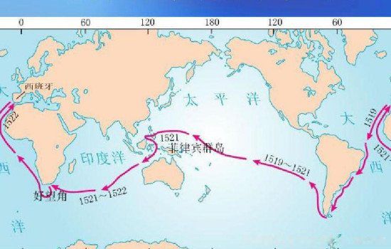 麥哲倫環球航行路線依次經過的大洋 他死于什么事件