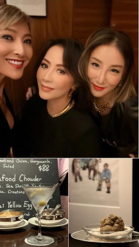 劉嘉玲與名媛聚餐喝酒，手戴大玉石堪比雞蛋，穿緊身褲身材纖細