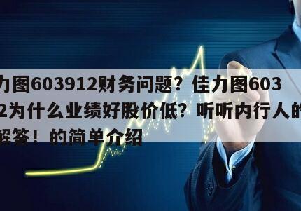 佳力圖603912財務問題？佳力圖603912為什么業績好股價低？聽聽內行人的精準解答！的簡單介紹
