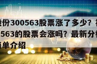神宇股份300563股票漲了多少？神宇股份300563的股票會漲嗎？最新分析來了！的簡單介紹