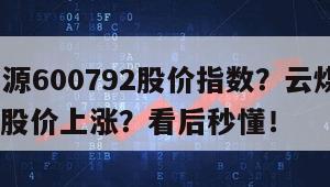 云煤能源600792股價指數？云煤能源600792股價上漲？看后秒懂！