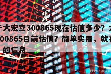 關于大宏立300865現在估值多少？大宏立300865目前估值？簡單實用，就看這篇！的信息