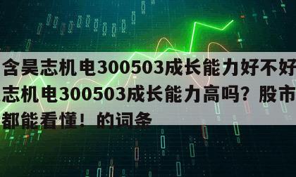 包含昊志機電300503成長能力好不好？昊志機電300503成長能力高嗎？股市小白都能看懂！的詞條