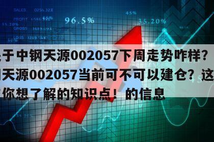 關于中鋼天源002057下周走勢咋樣？中鋼天源002057當前可不可以建倉？這里有你想了解的知識點！的信息
