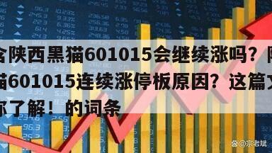 包含陜西黑貓601015會繼續漲嗎？陜西黑貓601015連續漲停板原因？這篇文章帶你了解！的詞條