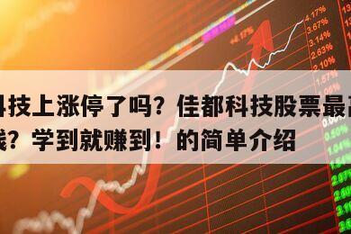 佳都科技上漲停了嗎？佳都科技股票最高漲到多少錢？學到就賺到！的簡單介紹