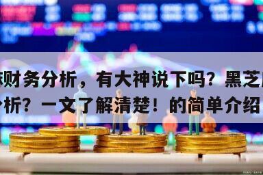 黑芝麻財務分析，有大神說下嗎？黑芝麻財務狀況分析？一文了解清楚！的簡單介紹