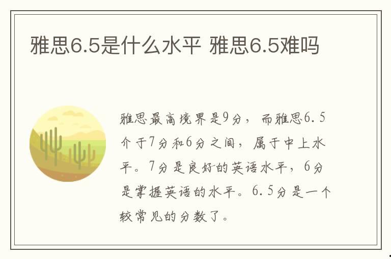 雅思6.5是什么水平 雅思6.5難嗎